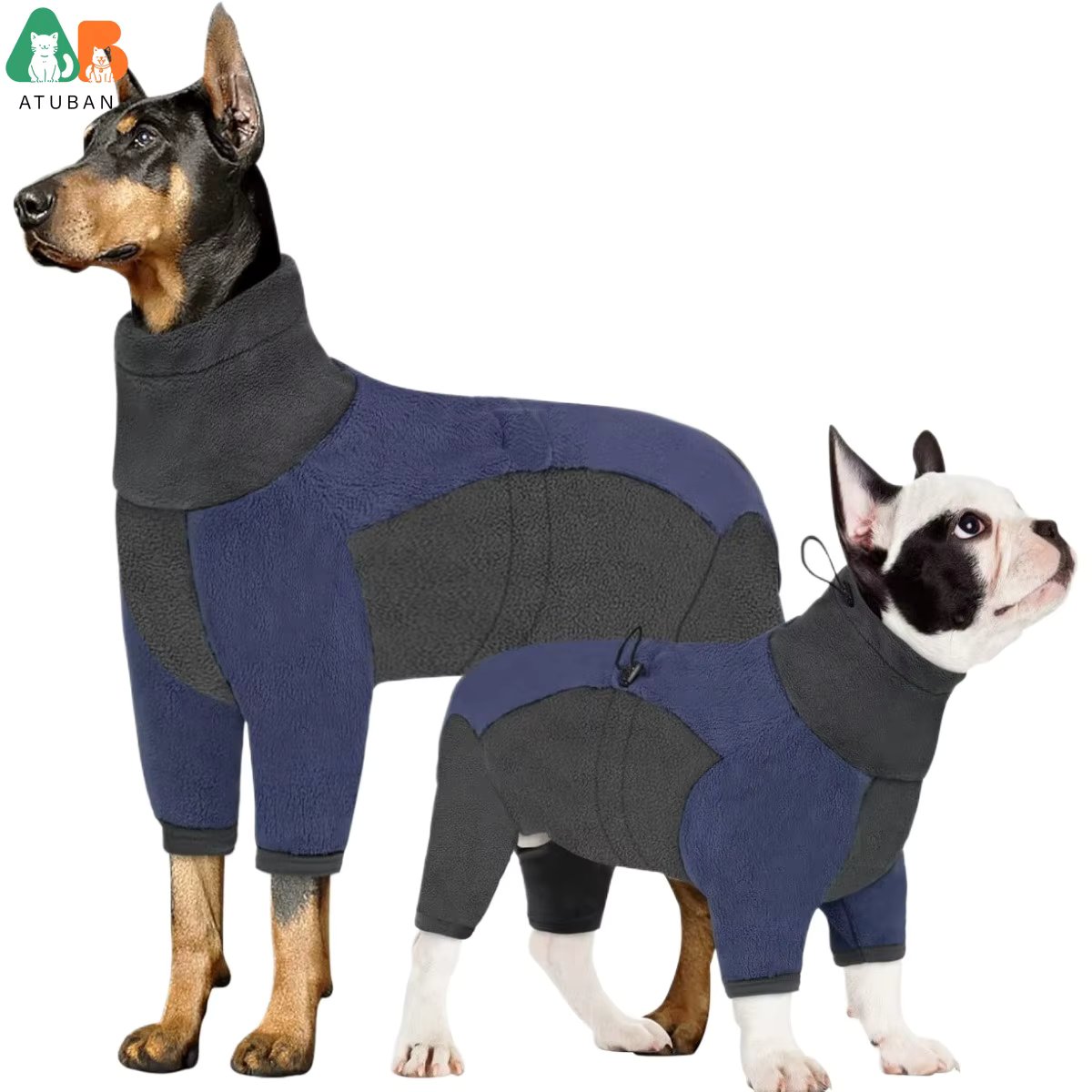 ATUBAN Dog Winter Coat,Warm Pullover Dog Fleece Pajamas,Soft Fullbody Dog Sweater Jackets for Cold Weather,Windproof Dog Onesie
