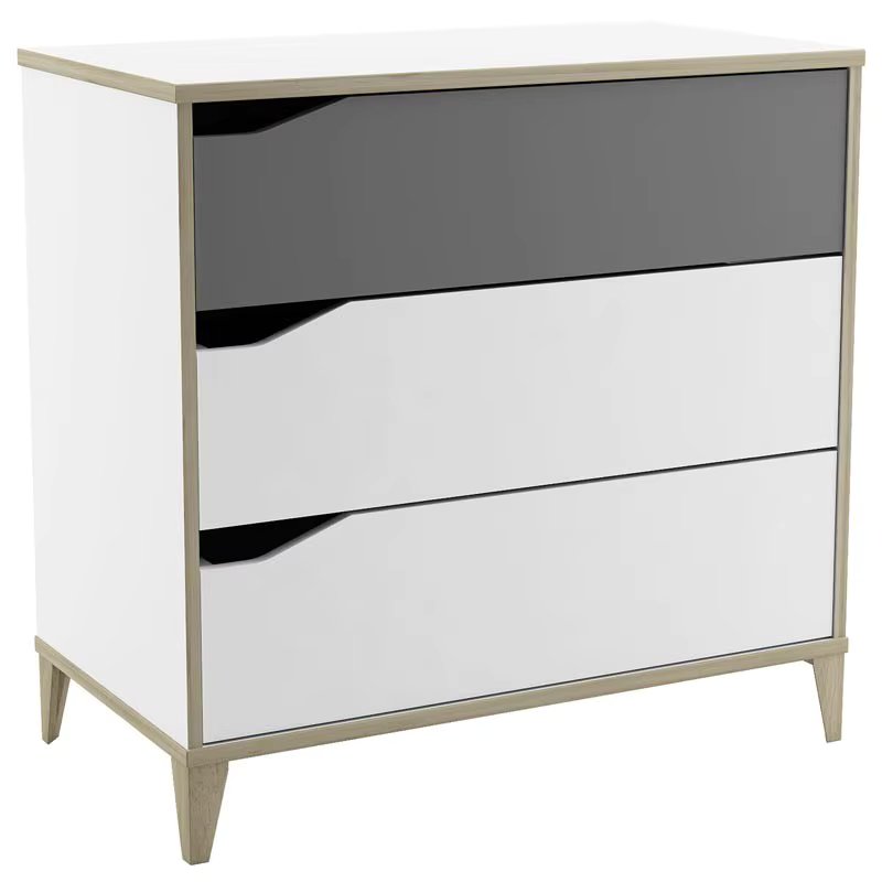 Comfortable Genius 3 drawers white and gray Color bedroom children's room youth furniture 76x78x43 Cm