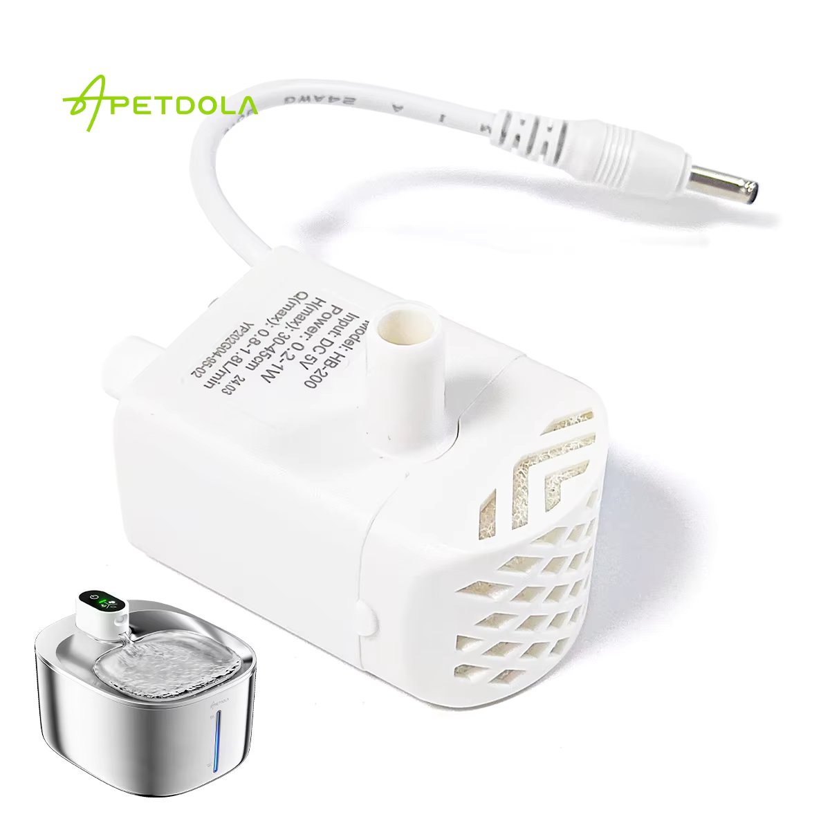 APETDOLA Pet Water Fountain Anti-dry Burning Motor Water Pump For 4L Stainless Steel Cat Water Fountain FS10pro