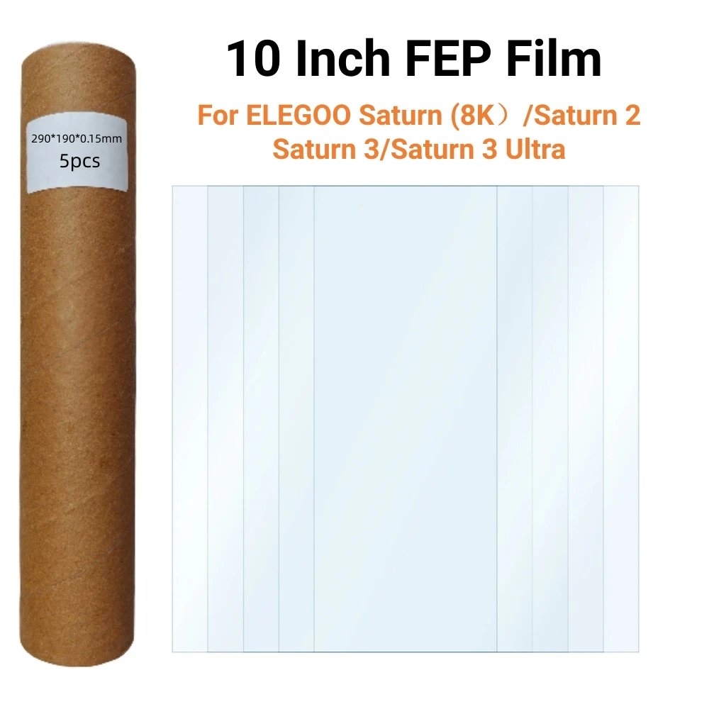 5 Pcs Fep Film 10 Inch 290x195x0.15mm for ELEGOO Saturn 3 Series Saturn 4 Series Saturn 2 UV Resin 3D Printers FEP Release Films