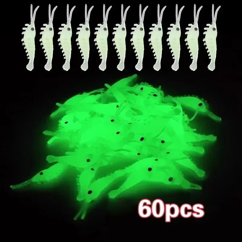 Delysia King 60pcs Luminous Soft Shrimp Bait