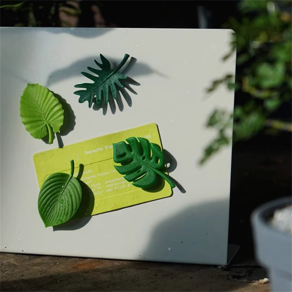 4Pcs Simulation of Leaves Fridge Magnet Artistic Fresh Bamboo Magnetic Stickers Creative Stereo Ins Wind Kitchen Home Decoration