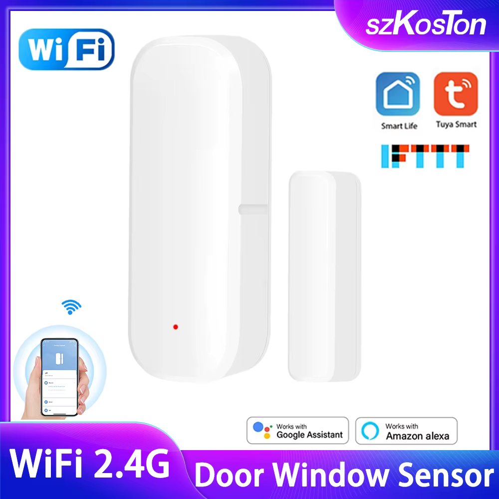 Tuya Smart Home WiFi Door Sensor Window Door Open Closed Detectors Smart Life Control for Alexa Google Home Security Protection