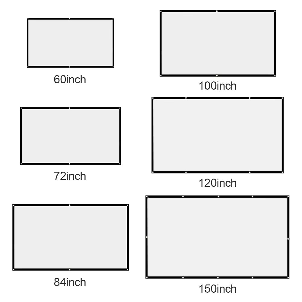 16:9 Ratio Hight-density Portable Projection Screen 1080P 3d 4K HD Projector Movie 60 72 84 92 100 120 150 Inchs for Home Office