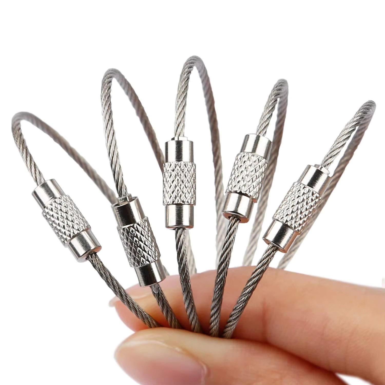 10PCS 15CM Outdoor Tools EDC Camping Tools Tactical Equipment Multi Keychain Kit 304 Stainless Steel Wire Rope Keyring Travel Ch