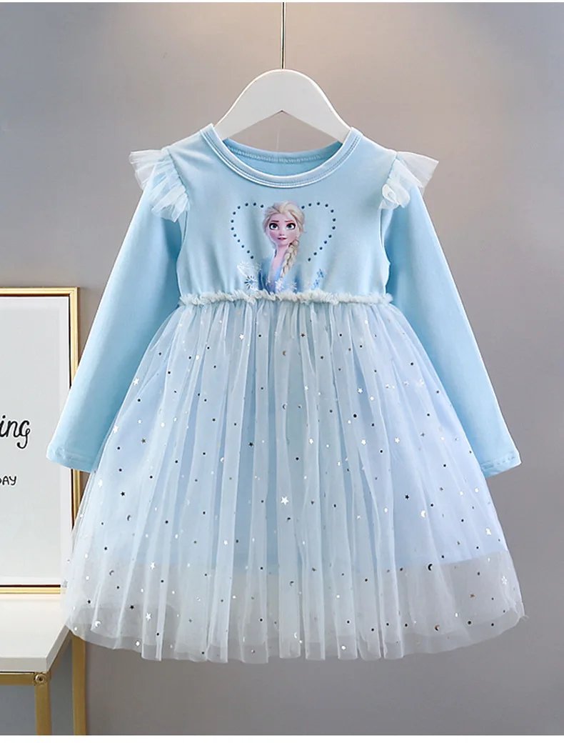 Fall Disney Dresses for Girls Frozen Elsa Dresses Birthday Party Long Sleeve Princess Costume Teen Children's Prom Kids Dress
