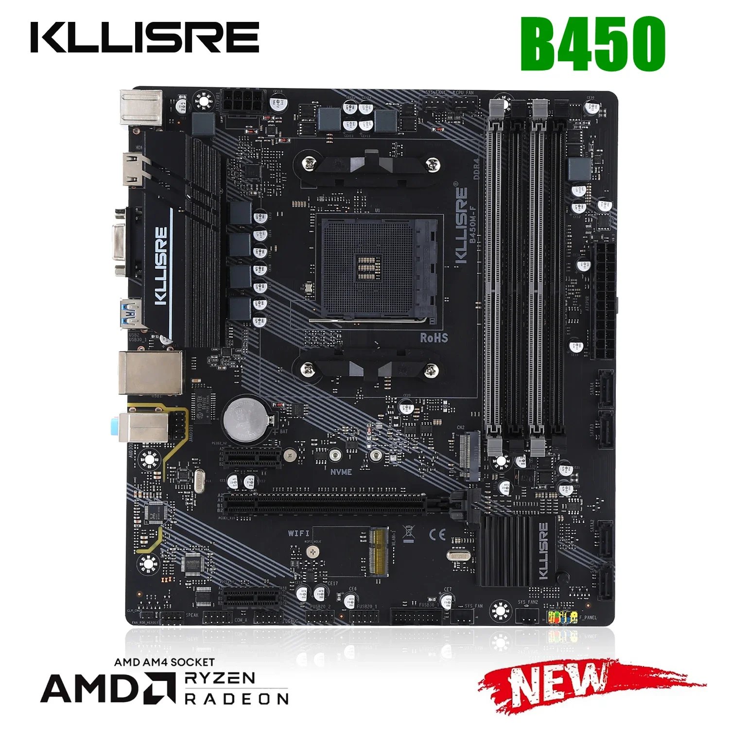 Kllisre B450 B450M motherboard dual-channel DDR4 SATAIII M.2 NVME supports Ryzen am4 cpu