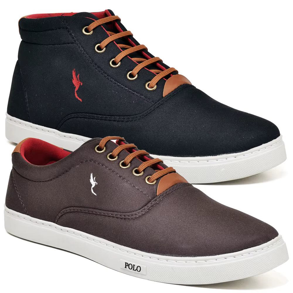 Men's Sneakers Cano Bass and Alto Mesclado Polo Blu Kit 2 Paired from 37 to 46