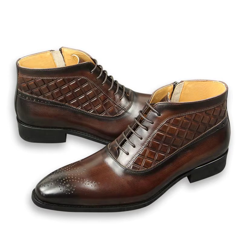 Premium Men's Leather Boots Outdoor Cool Type Luxury Business Office Handmade Genuine Leather Boots Fashion Men's Zipper Shoes