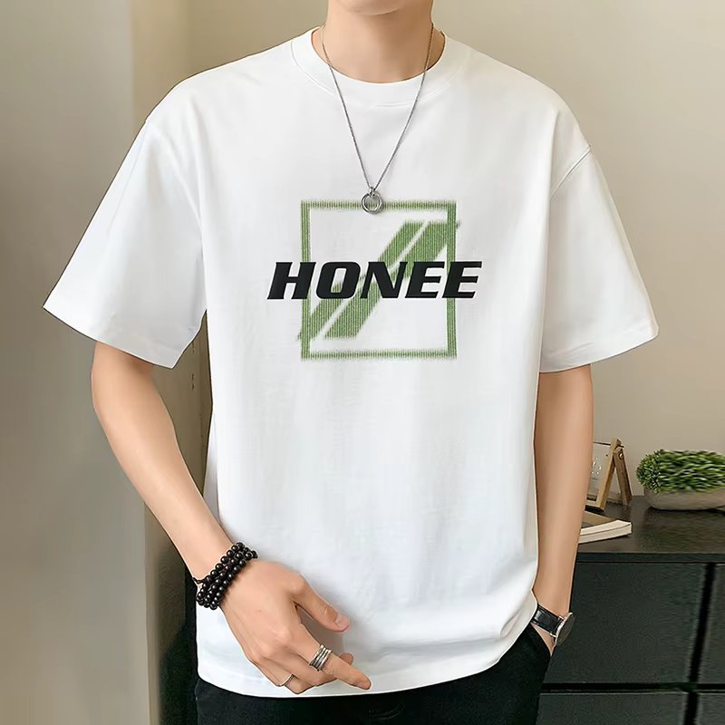 Trend Cotton 100% short-sleeved Tea Men's Summer Thin Pure Cotton Loose Big-size Lit-printed T-shirt TS2805