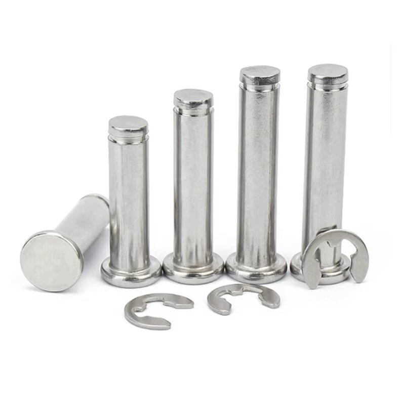 1-10Pcs M3 M4 M5 M6 304 Stainless Steel Flat Head with Grooved Pin Shaft Circlip Pin Positioning Cylindrical Pin