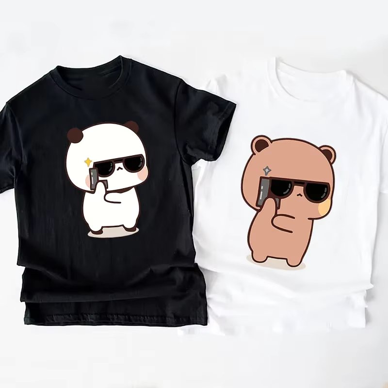Bubu Dudu Couple Tshirt Bear Panda Are Spy Love Things Couple Do Tshirt Cute Matching Coton T-shirt Womgn Men Gift Valentines