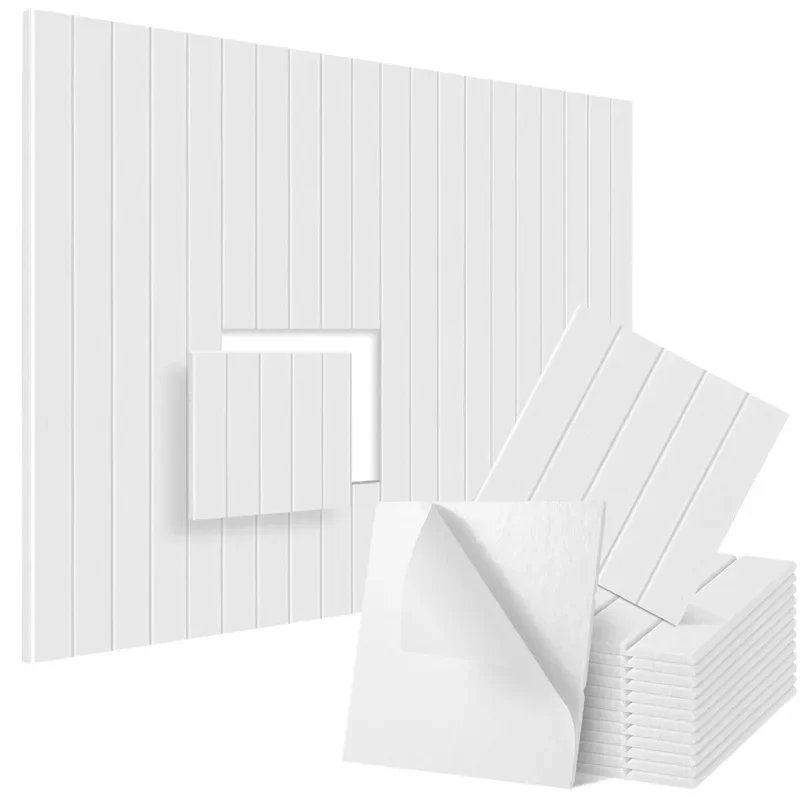 12 Pack 300x300x9mm Square Self-Adhesive Acoustic Panel Sound Proof Vertical Stripe Panels for Wall Ceiling Acoustic Treatment