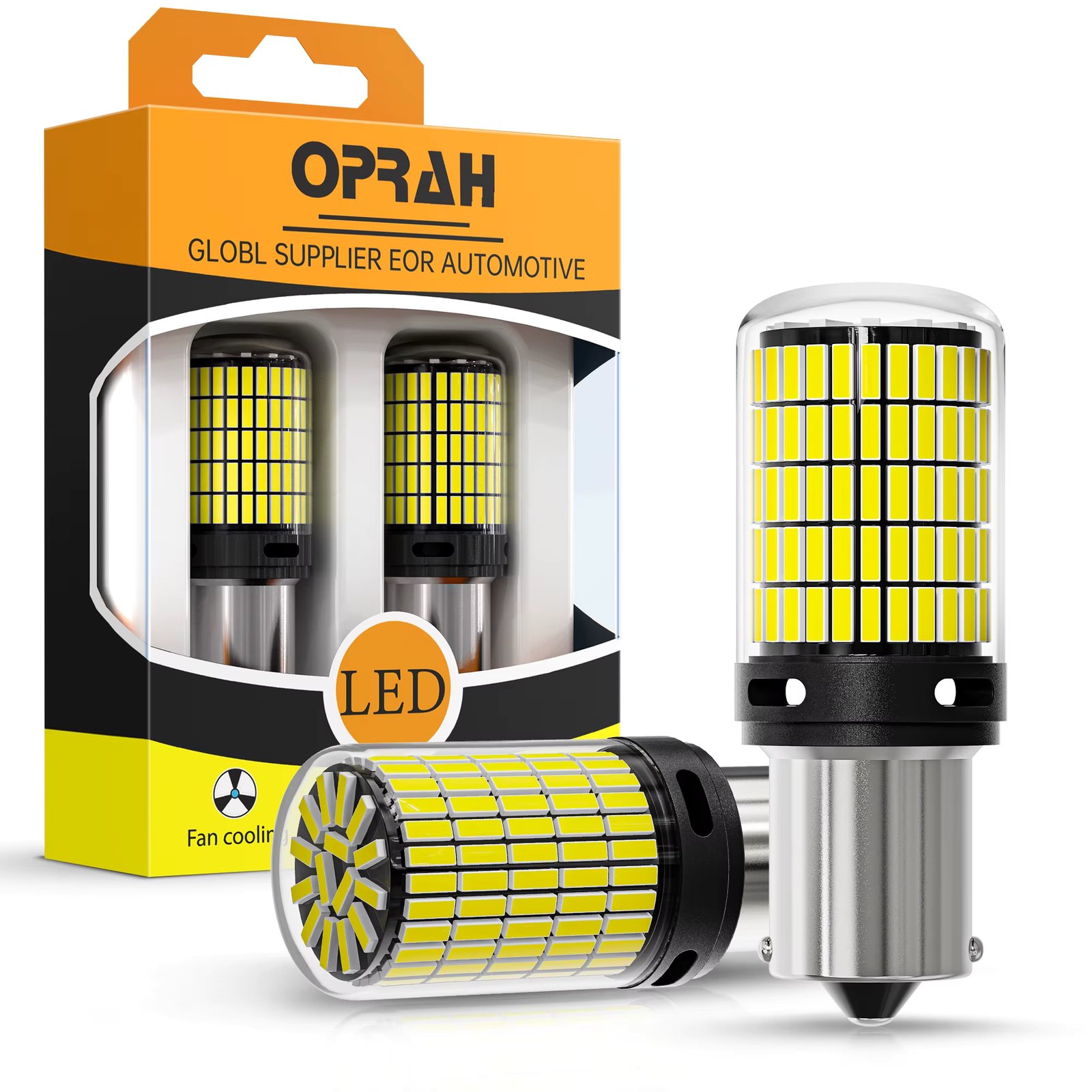 Oprah 2pcs Super Bright Car LED Lights P21W 1156 BA15S S25 Canbus 150*4014SMD Vehicle Turn Signal Lamp Front Tail Bulb 12V White