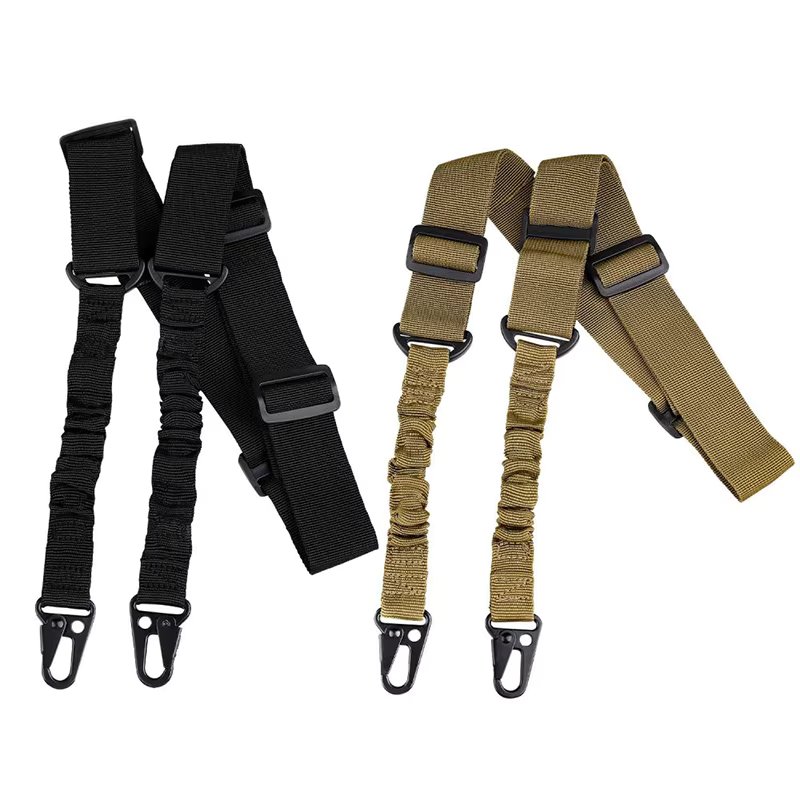 Tactical Two Points Sling Bungee Shoulder Strap Durable Nylon Rifle Belt Heavy Duty Sling for Outdoor Hunting Sports Accessories