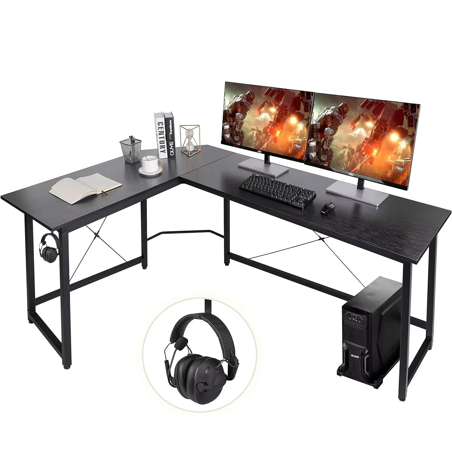 Homfa 66.5"(170cm) L Shape Desk Computer Gaming Laptop Desk Home Office Corner Workstation Table Study Desk 170x120x75cm