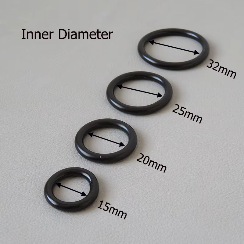 15mm 20mm 25mm 32mm Black Metal O Ring Wheel Buckle Clasp For Bag Accessory Belt Loop Pet Dog Collar Harness Sewing Hardware