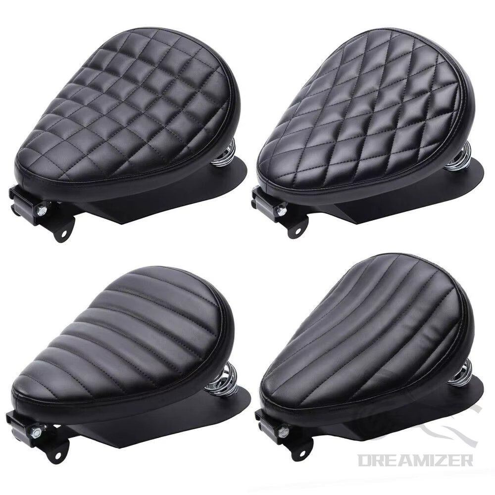 1 SET Motorcycle Retro Leather Solo Seat 3" Spring Bracket For Harley Custom Chopper Sportster Bobber Honda Yamaha Kawasaki