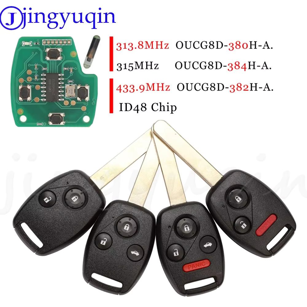 JYQ Remote 313.8/315/433MHz ID48 For Honda Accord CRV HRV Fit City Jazz Odyssey Shuttle Civic G8D-380H-A G8D-382H-A G8D-384H-A