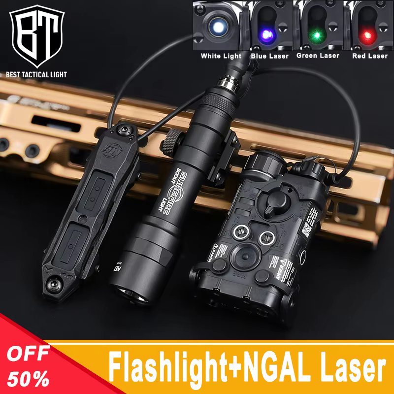 SF M600 M300 Flashlight NGAL Red Green Blue Laser Sight White Strobe Light Fit 20mm Rail Hunting Weapon Lamp Airsoft Accessories