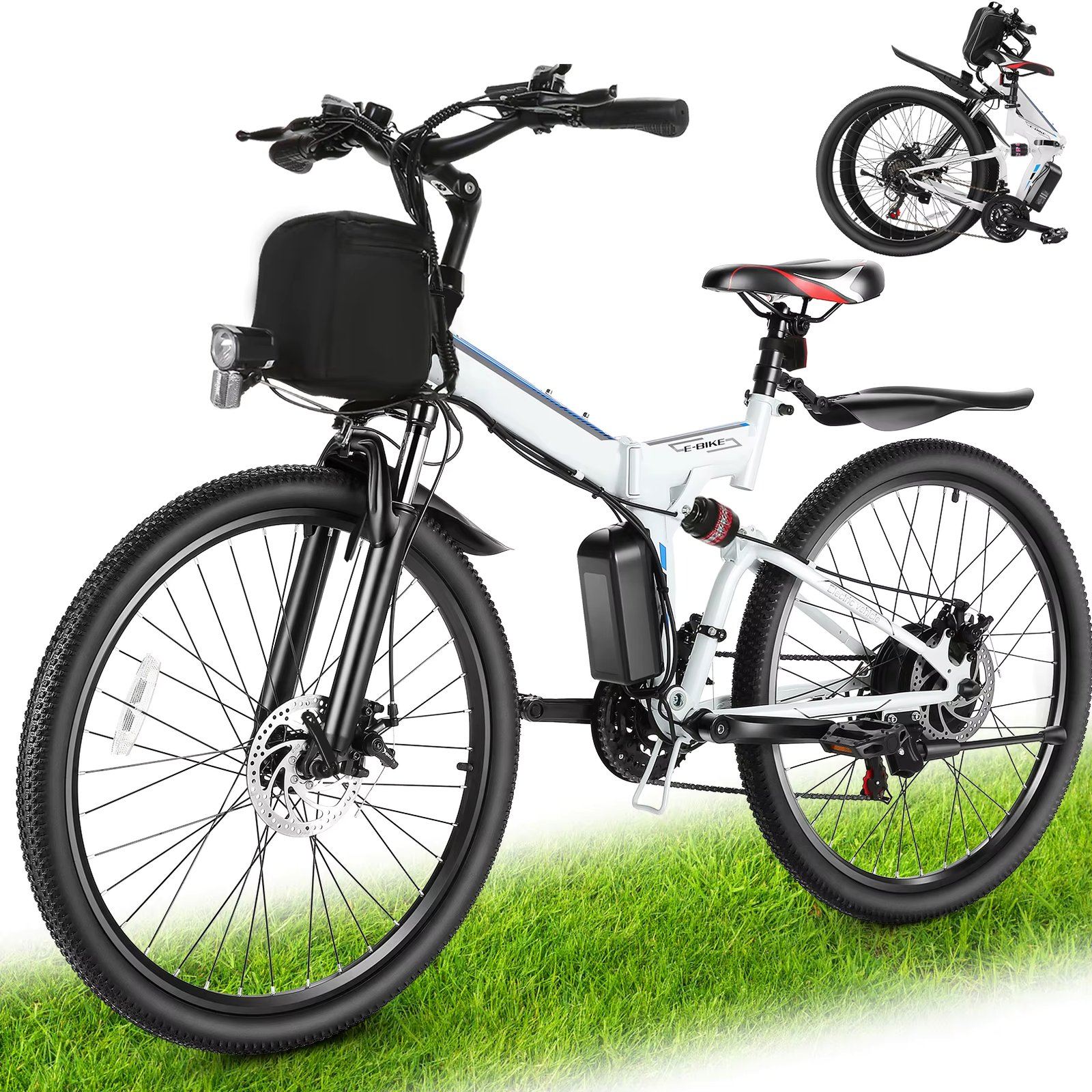 26" Folding Electric Bike for Adults, with 500W Motor,48V 20MPH Removable Battery, Up to 50Miles Range, Cruise Control