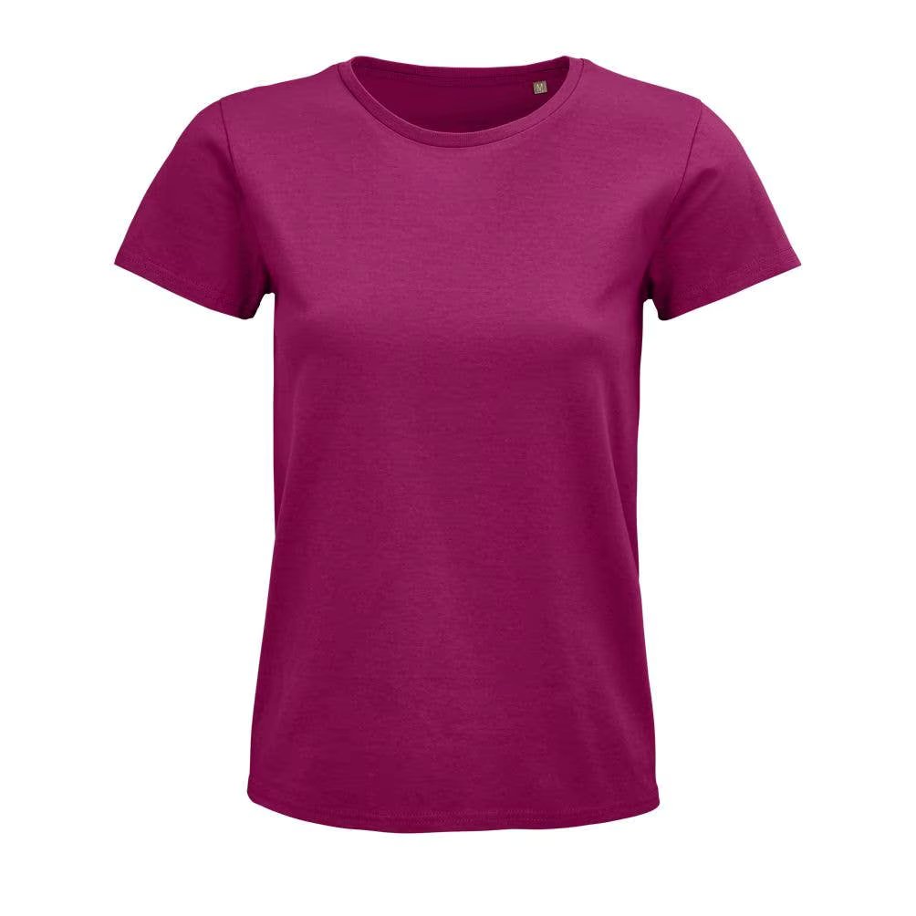 MARNAULA.PIONEER WOMEN's solid knit o neck t shirt size = S COLOR = fuchsia
