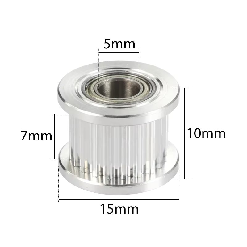 Mellow 3D Printers Parts 1pcs GT2 Idler Timing Pulley 20 Tooth Wheel Bore 5mm Aluminium Gear Teeth for GT2 Timing belt  6MM