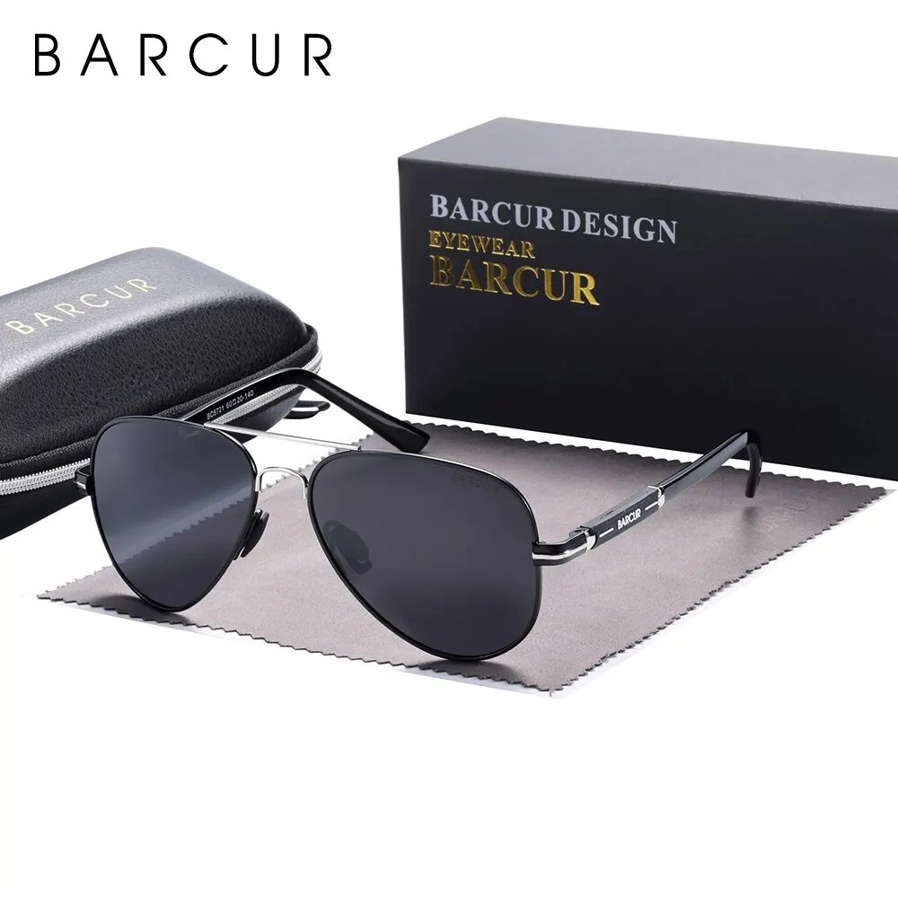 BARCUR Polarized Mens Sunglasses Pilot Sun Glasses for Men Accessories Driving Fishing Hiking Eyewear Oculos Gafas De Sol