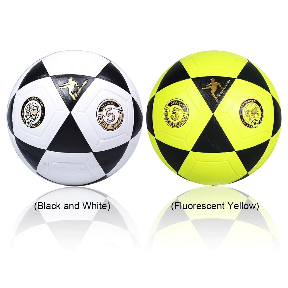 Size 5 Soccer Ball Youth Soccer Ball Machine Stitched Teaching Football Black Triangle Print for Outdoor Sports