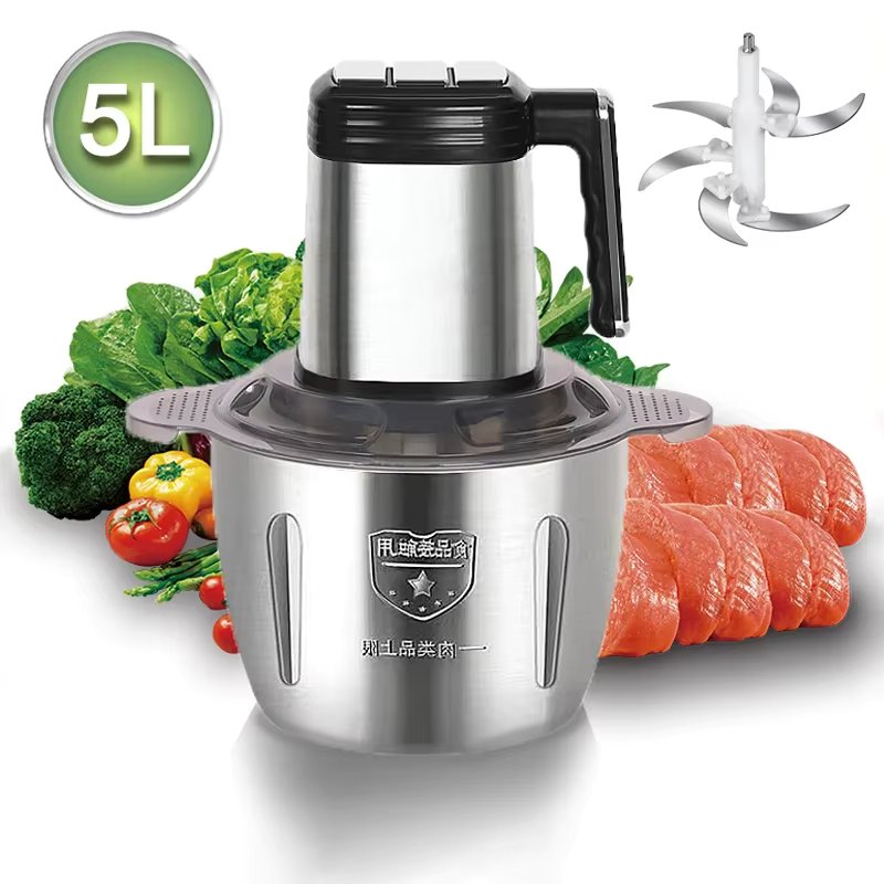 3 Speeds Electric Meat Mincer Grinder Stainless Steel Chopper 2/3/5L Utensils Vegetable Slicer Household Blender Food Processor