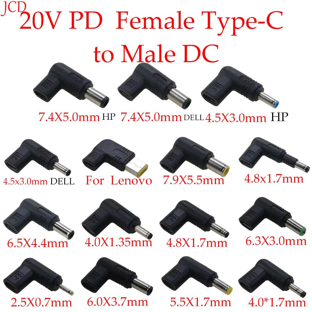 1Pcs PD 20V USB 3.1 Type-C Female To DC 2.5*0.7 4.0*1.35/1.7 Male Connector Laptop Power Adapter Converter Plug For ASUS HP Dell