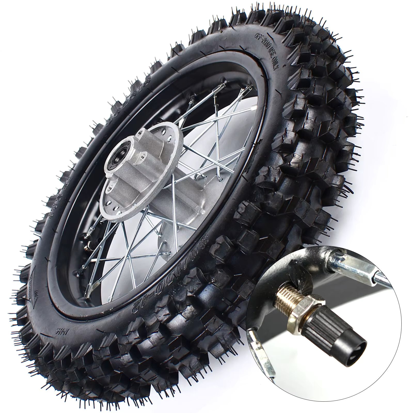 12" Tyres 80/100-12 Rear Tire Wheel Rim Tube W/ Sprocket & Brake Disc Rotor For Dirt Pit Monkey Bike 70cc 110cc 125cc SSR