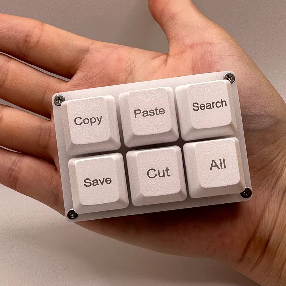 6Keys Copy Paste Search Save Cut Keyboard One Handed OSU Keypad Programmable Mechanical Shortcut Macro Keyboard for Working Game