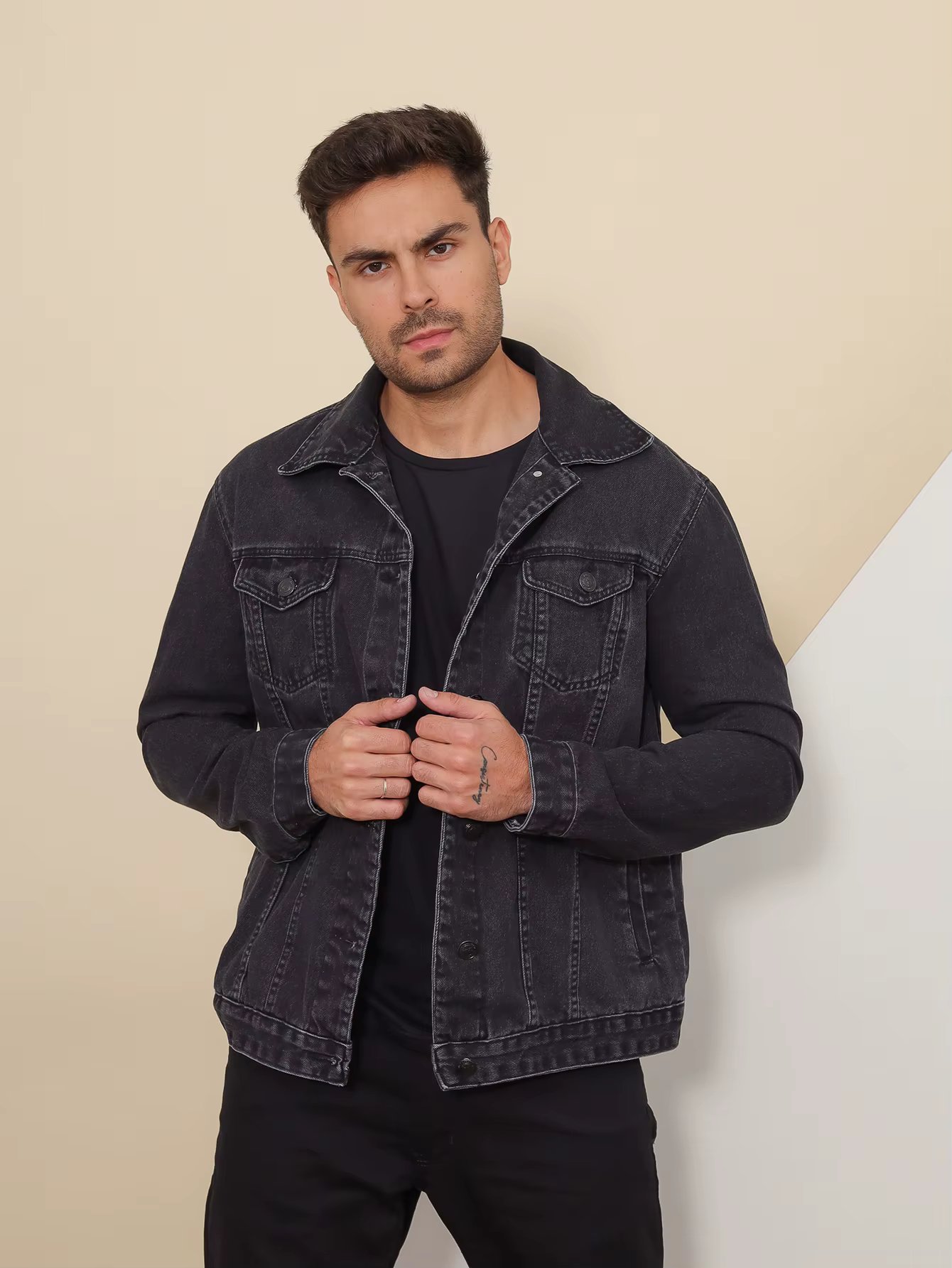 Men's Black Jeans Jacket