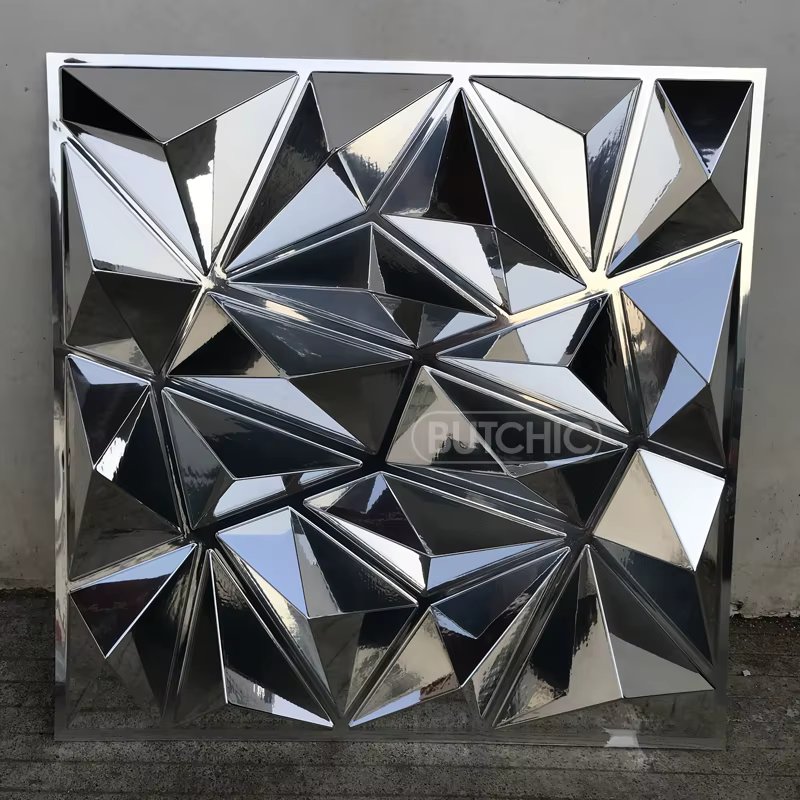 12 PCS 50x50cm car Metal plating color 3D Wall Panel gold luxurious electroplate 3D Wall Stickers Wedding party background wall