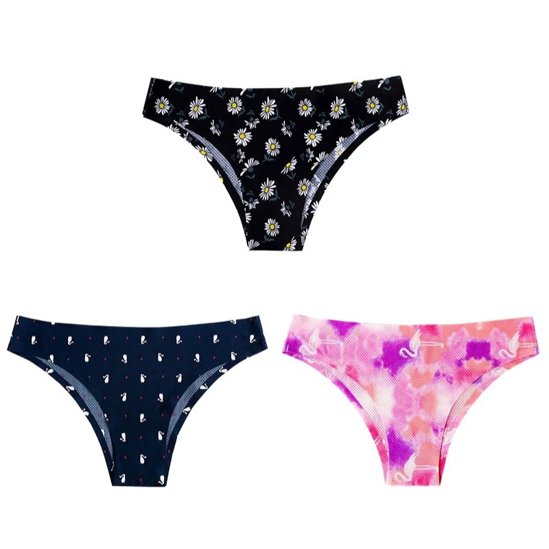 3Pcs Set Women's Seamless Panties Printed Women Briefs Breathable Ladies Underwear Sexy Female Lingerie Invisible Bikini Tangas