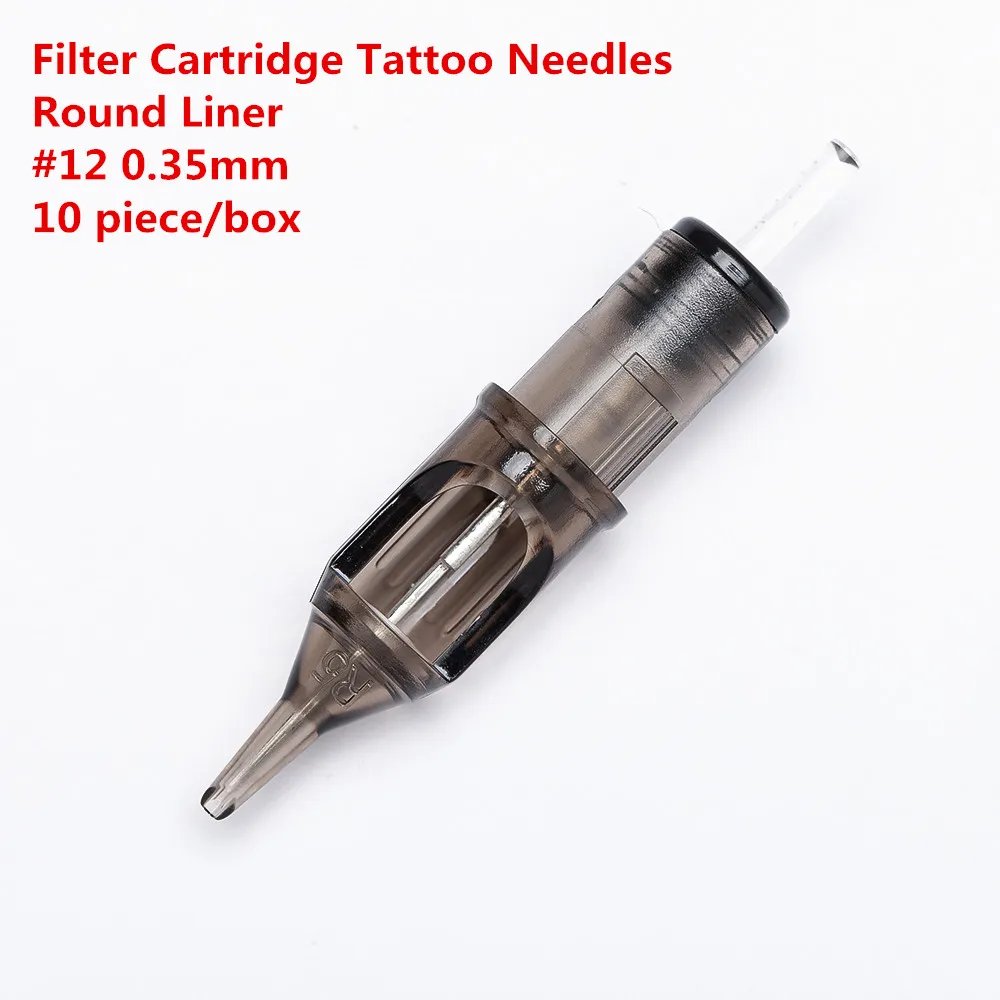 Original Filter Cartridge Tattoo Needles Round Liner #12 0.35 mm Membrane System Needles for Cartridge Machine Grip 10pcs/lot