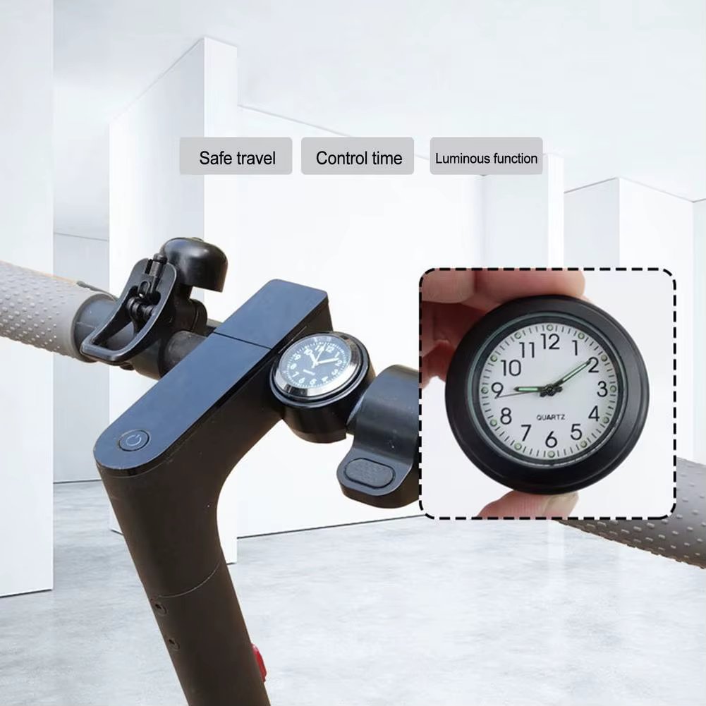 45X30mm Chrome Electric Scooter Luminous Watch Motorcycle Handlebar Mount Quartz Clock Bike Scooters Handle Bar Mount Dial Clock
