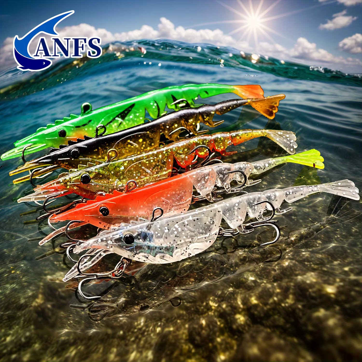 ANFS 1pc Realistic Shrimp Fishing Lures Multi-Jointed Softbait Artificial Bait For Saltwater & Freshwater