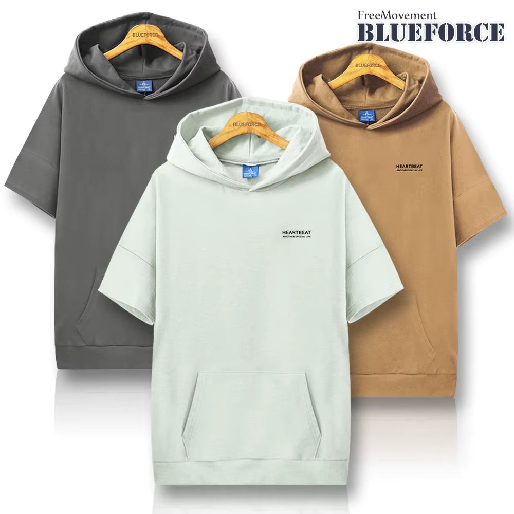 Blue Force Erok Pihim short-sleeved hooty overfitting Washing couple clothes