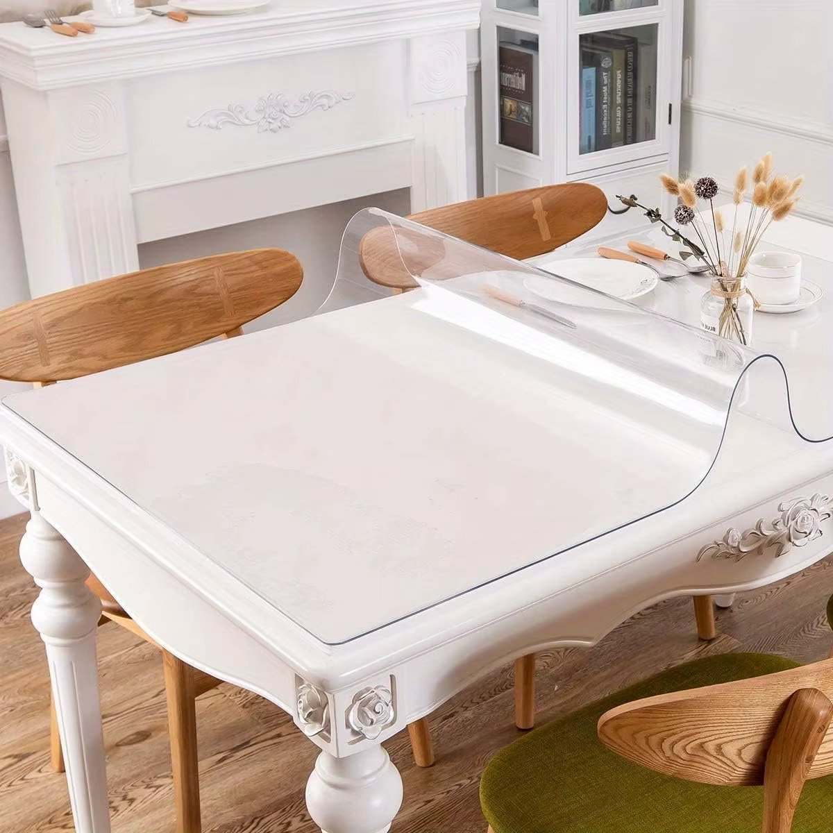 1.5mm Thick Clear Table Cover Protector, Clear Table Protector for Dining Room Table, Plastic Table Cover