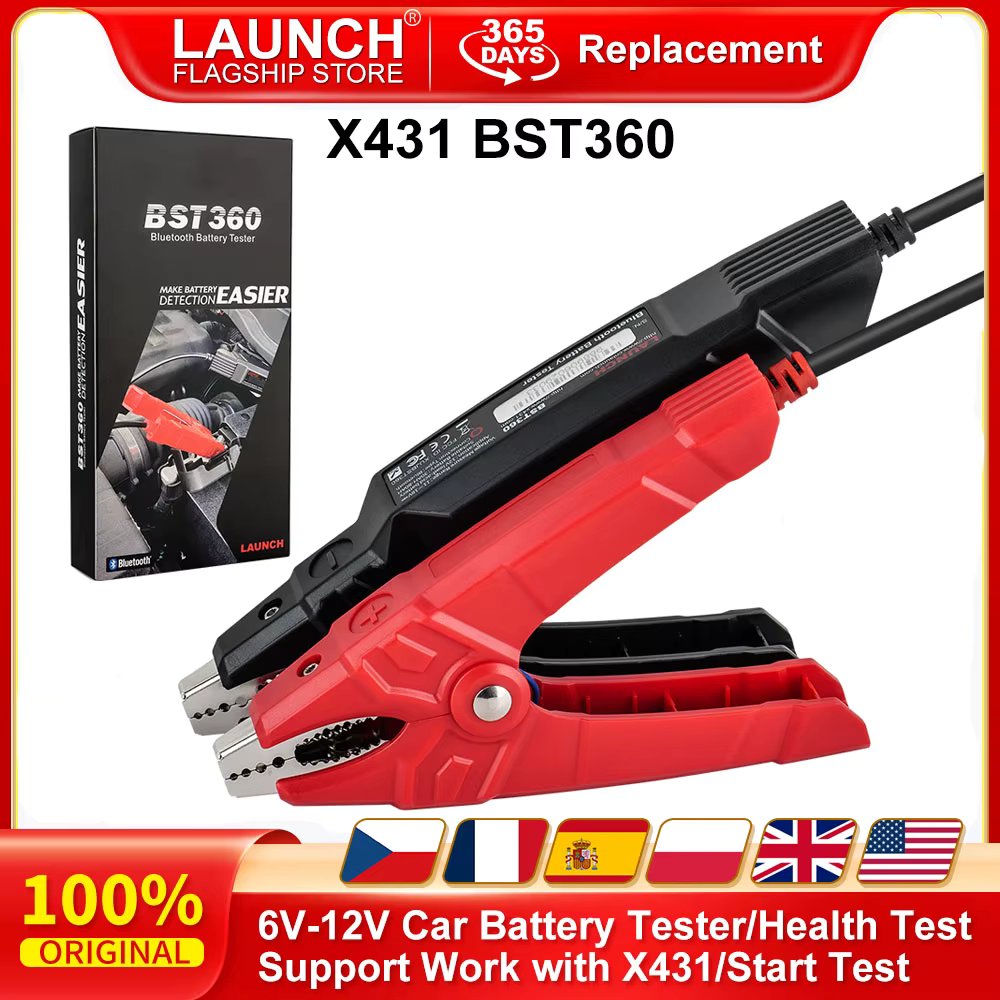 LAUNCH BST 360 Bluetooth Battery Tester 6V 12V Car Motorcycle Battery Analyzer Load Cranking Charging Diagnostic Tool PK BM550