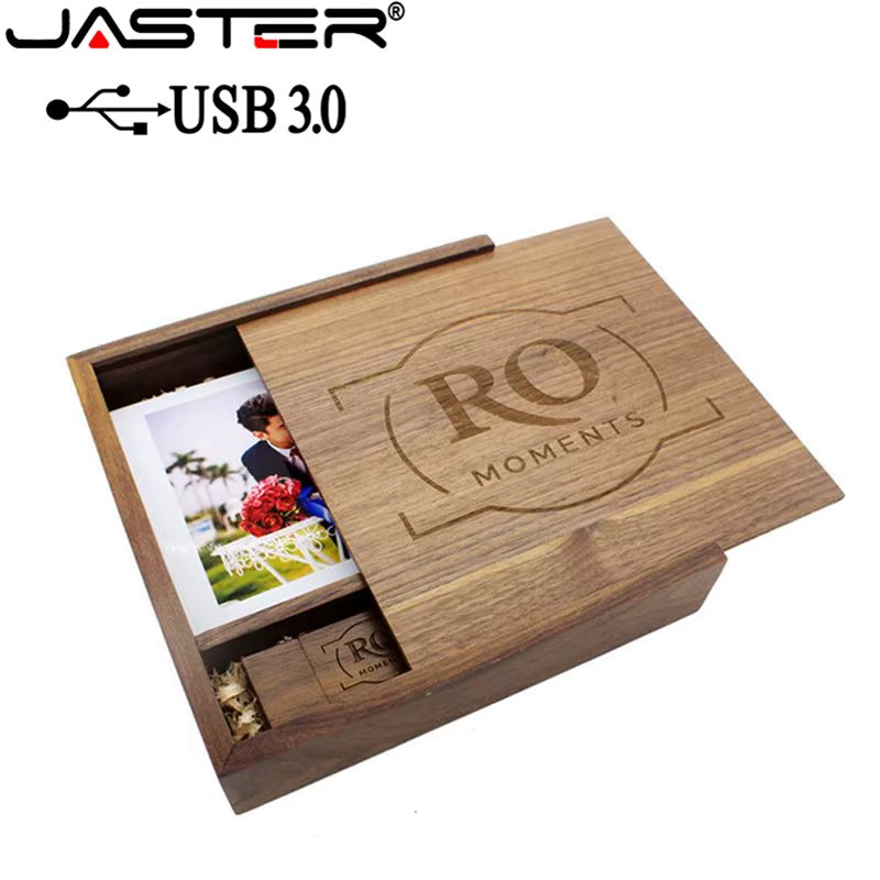 JASTER USB 3.0 Wooden Photo Album usb+Box usb flash drive Pendrive 4GB 16GB 32GB 64GB photographyWedding gift (170mm*170mm*35mm)