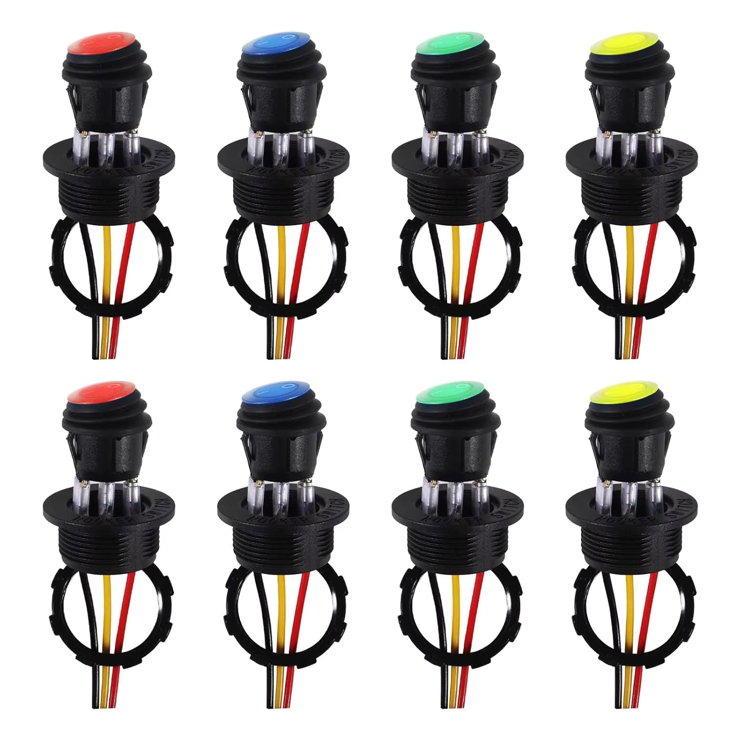 6pcs Waterproof Rocker Switch with Shell 12V Marine Round Toggle Switch LED Lighted ON Off SPST 3 Pin for Automotive Car Boat
