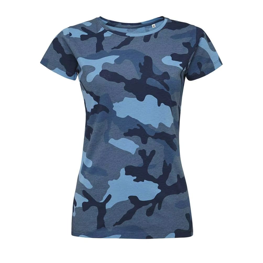MARNAULA.CAMO WOMEN o neck shirt WOMEN size = S COLOR = camouflage blue