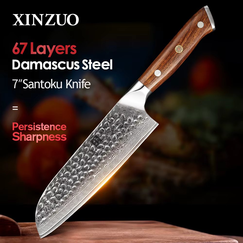 XINZUO 7" Inch Japanese Chef Knife High Quality VG10 Damascus Stainless Steel Newest Sharp Kitchen Santoku Knife