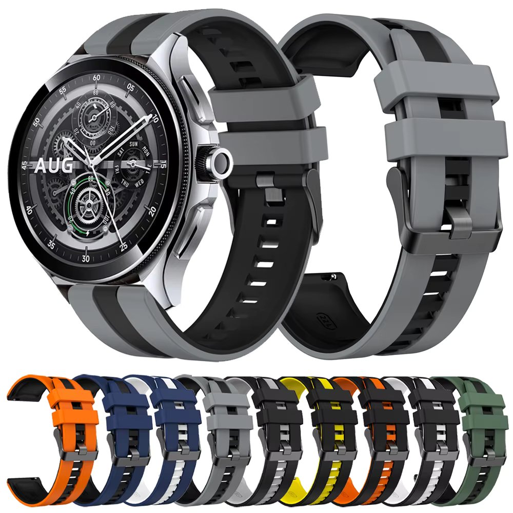 22mm Two-Tone Sports Strap For Xiaomi Watch color 2 Band Mi Watch 2 Pro S3 S2 S1 Active/Pro Bracelet Correas Silicone Wristbands