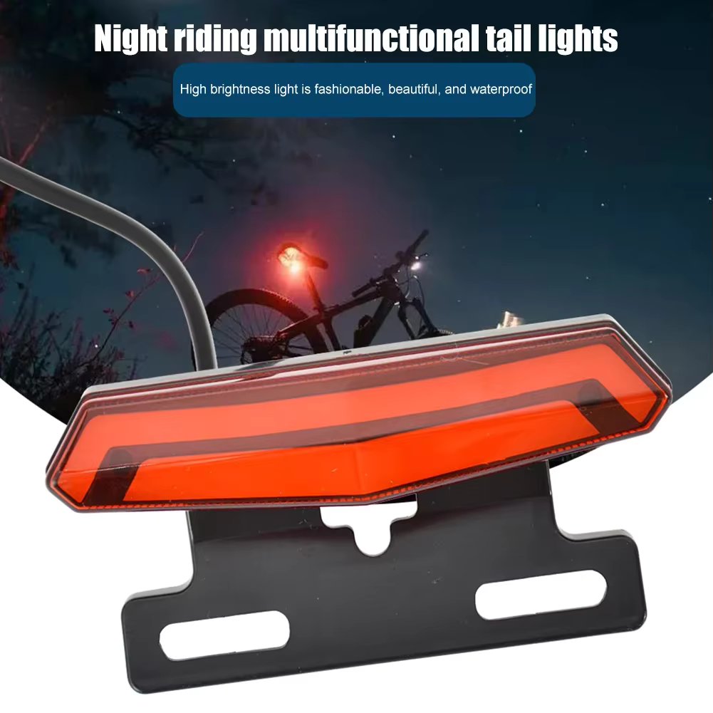 36V/48V Ebike Rear Light LED Safety Warning Rear Lamp E-scooter Electric Bicycle Brake Tail Light Riding Energy Saving Taillight