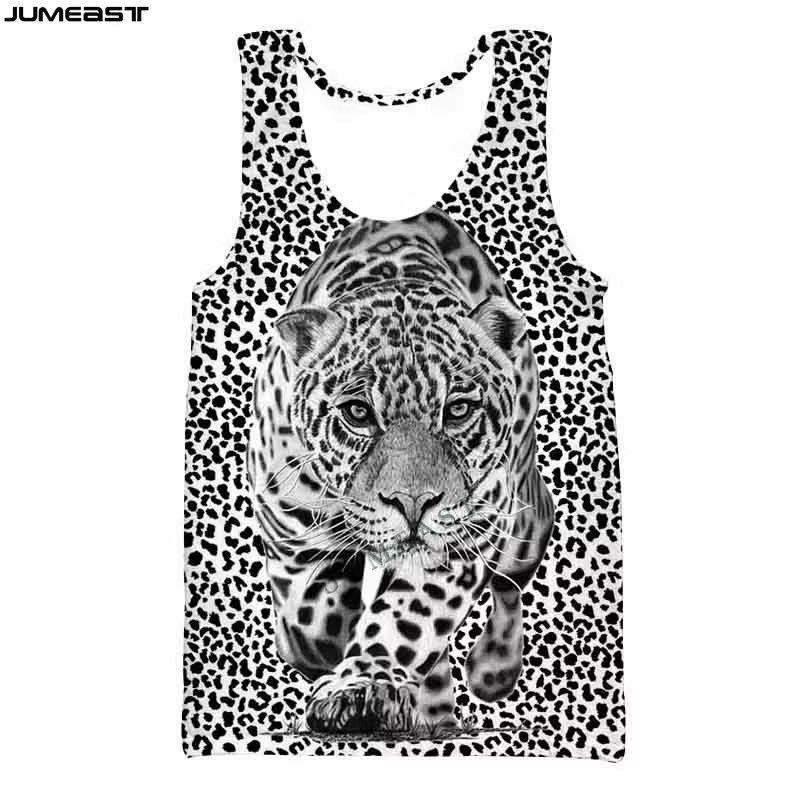Jumeast Men Women 3D Vest Oversized Female Streetwear Leopard Camouflage Animal Tiger Short Sleeve Sport Pullover Tank Tops Tees