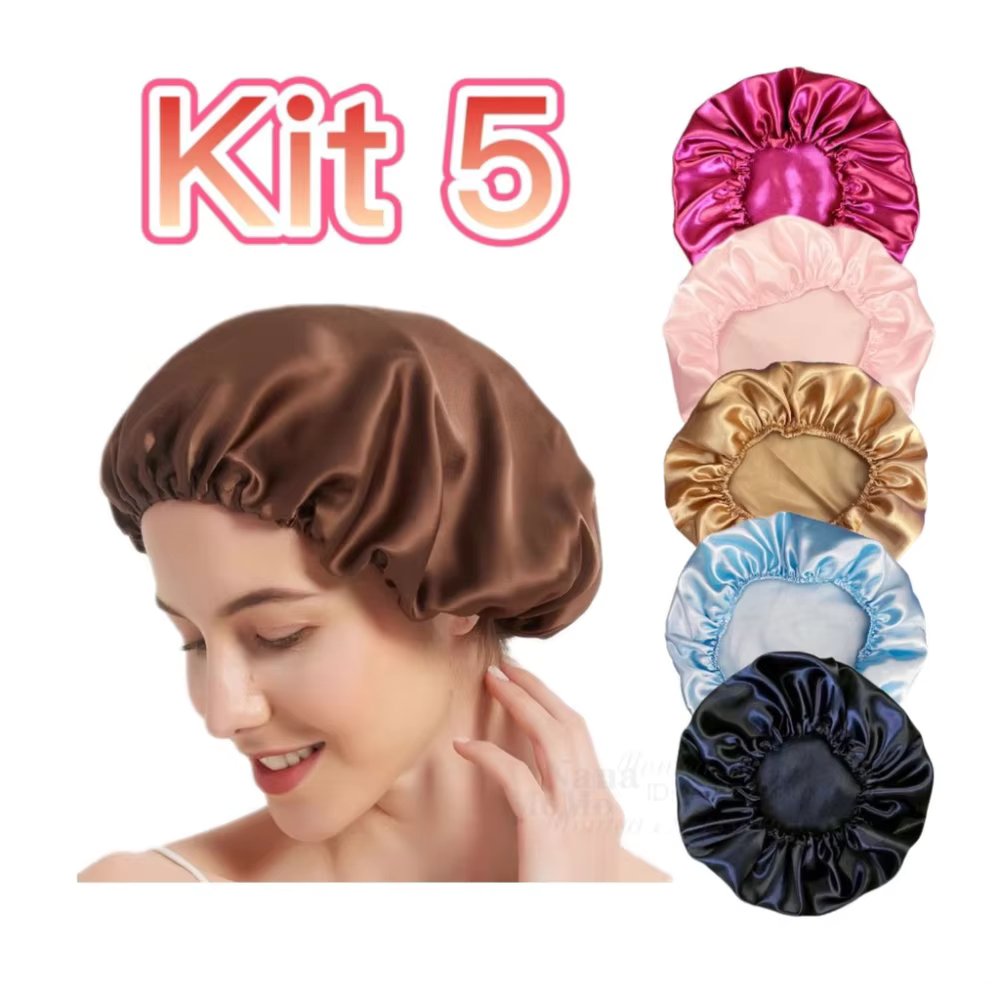 Kit 5 unit anti frizz satin cap